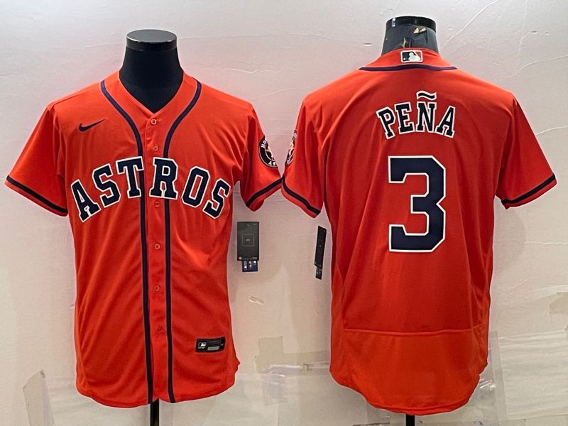 Men Houston Astros #3 Pena Orange Elite Nike 2022 MLB Jersey